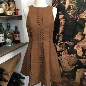 Faux suede cut out dress